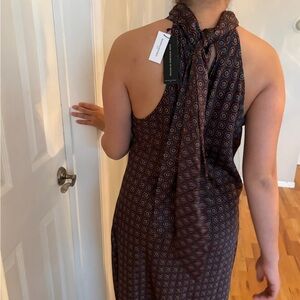 Banana Republic Geometric Midi Dress - Black and Brown